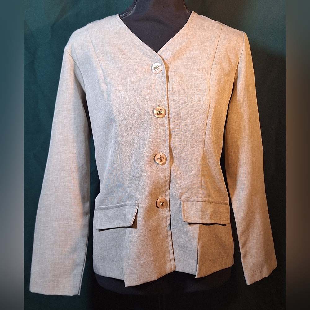 PROMISES PETITE  Light Tan Cropped Blazer